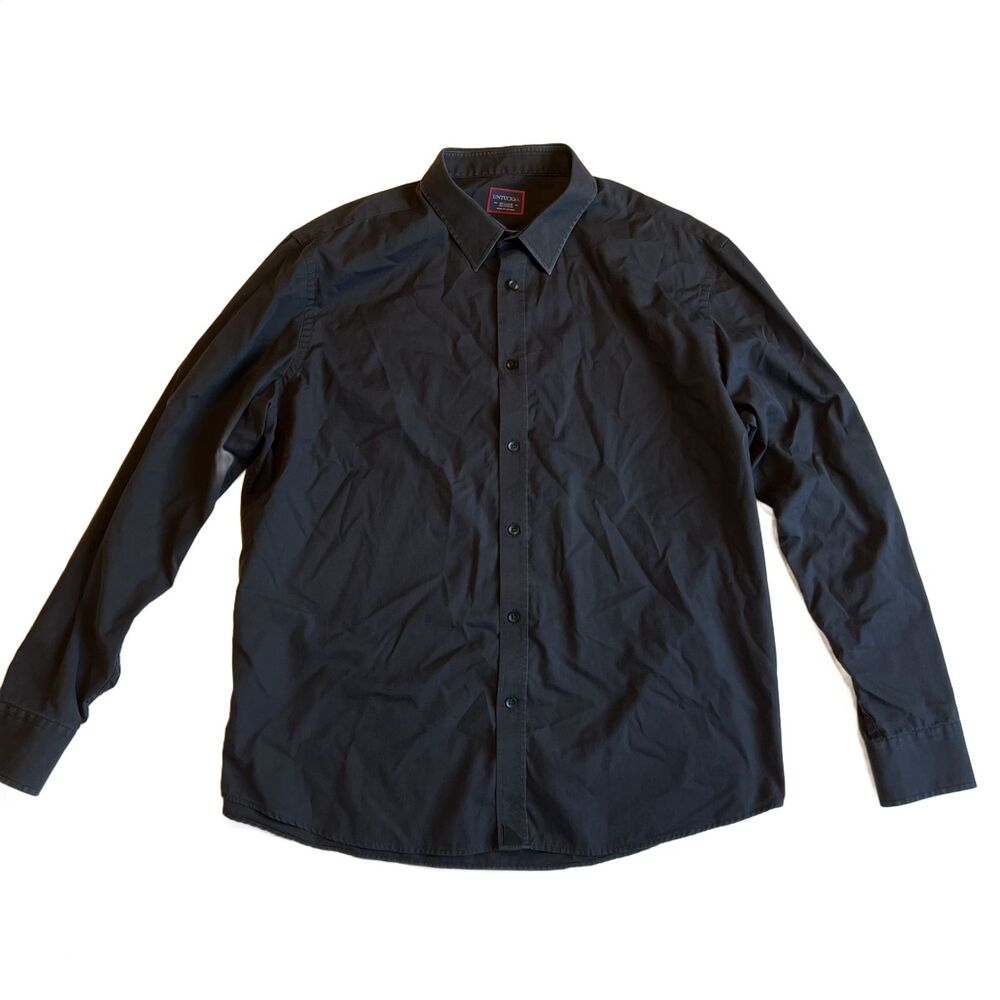 UNTUCKIT Men's XX-Large Gray Charcoal 100% Cotton Long Sleeve Button Down Shirt